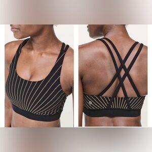 Lululemon Reflective Energy Bra Black and Gold Radiant Sports Bra